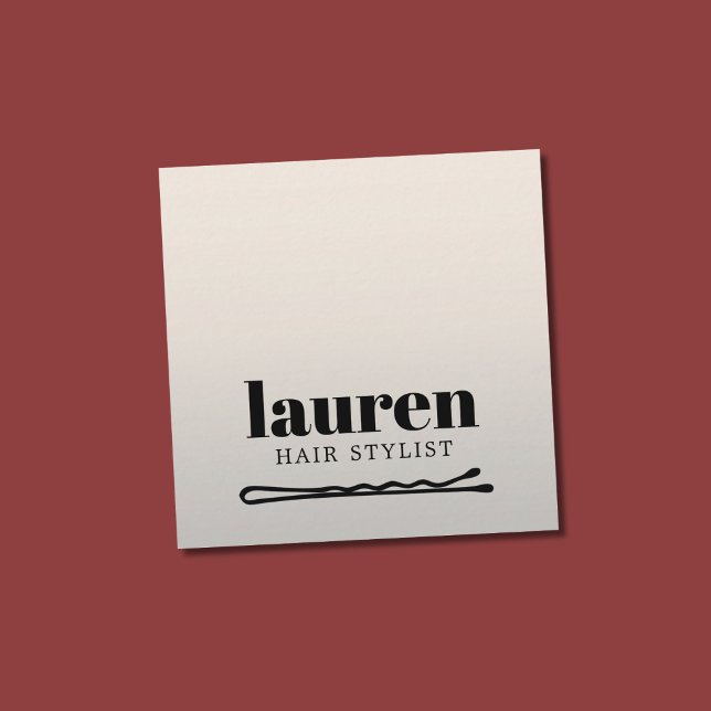 Cartão De Visita Quadrado Moderno Faux Silver Black Bold Bobby Pin Hair (Criador carregado)