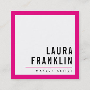 Cartão De Visita Quadrado MODERNO MINIMAL nome negrito cor-de-rosa brilhante
