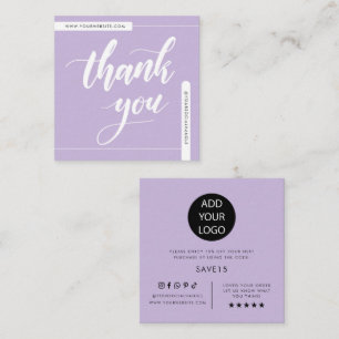 Cartão De Visita Quadrado Moderno Minimalista Roxo Agradecimento Pequeno