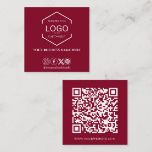 Cartão De Visita Quadrado Moderno Mínimo Código QR de Mídia Social