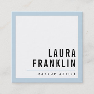 Cartão De Visita Quadrado MODERNO MÍNIMO negrito nome pálido azul bebê preto