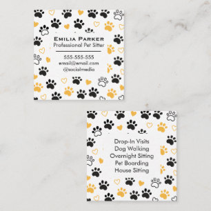 Cartão de Visita Quadrado Moderno para Pet Sitter