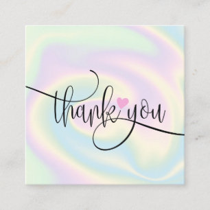 Cartão De Visita Quadrado moderno script holográfico obrigado você para sua