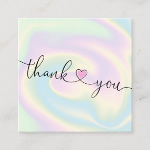 Cartão De Visita Quadrado moderno script holográfico obrigado você para sua 