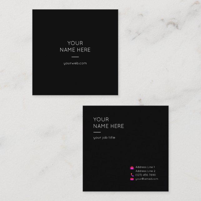 Cartão de visita quadrado moderno simples (Frente/Verso)