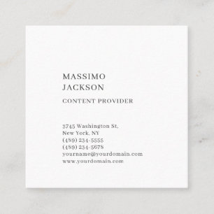Cartão De Visita Quadrado Moderno Simples Minimalista Preto Branco