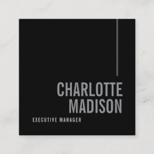Cartão De Visita Quadrado Moderno Simples Preto Cinza Tendência Minimalista