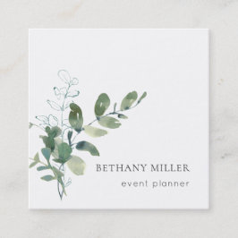 Cartão De Visita Quadrado Mola de Água Mínima Verde Verde