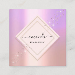 Cartão De Visita Quadrado Moldura de minimalismo profissional Rosa púrpura