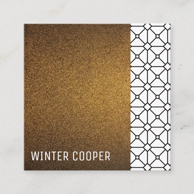 Cartão De Visita Quadrado Moldura geométrica simples moderna de ouro de cobr (Frente)