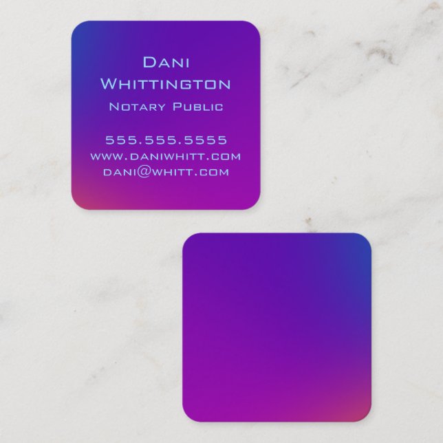 Cartão De Visita Quadrado Mole Roxo Escuro (Frente/Verso)
