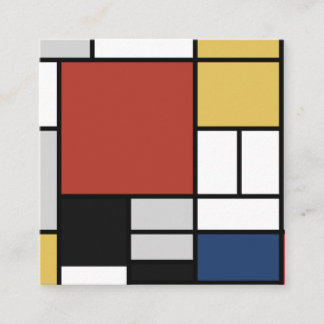 Cartão De Visita Quadrado Mondrian Painting Red Plane Yellow Black Cinza Blu