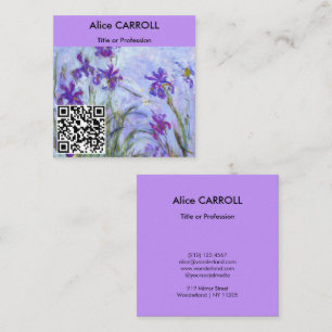 Cartão De Visita Quadrado Monet - Lilac Irises / Iris Mauves - Código QR
