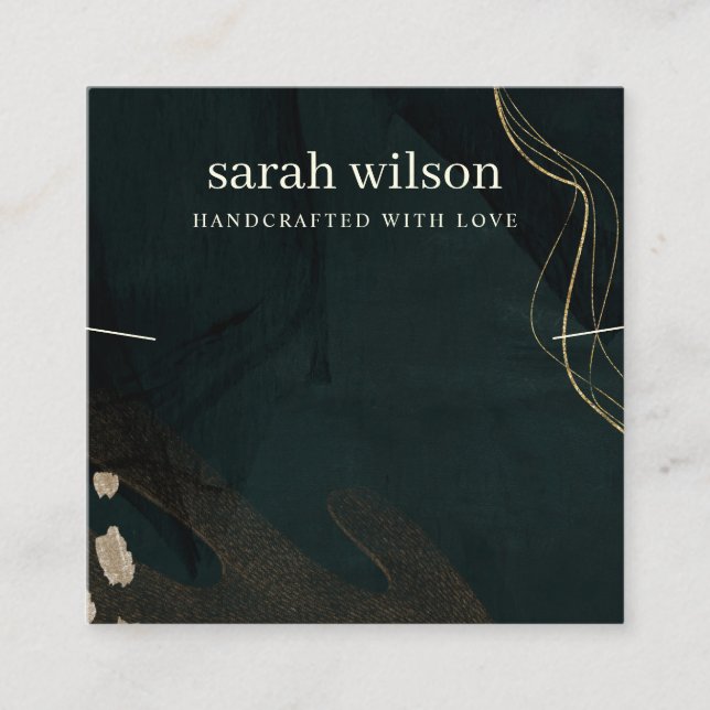 Cartão De Visita Quadrado Monitor de colar preto-e-Dourado abstrato (Frente)