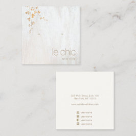 Cartão De Visita Quadrado Monitor Dourado Branch White Wood Square Earring