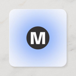 Cartão De Visita Quadrado Monograma à Mancha - Gradiente - Azul Bebê e Wt