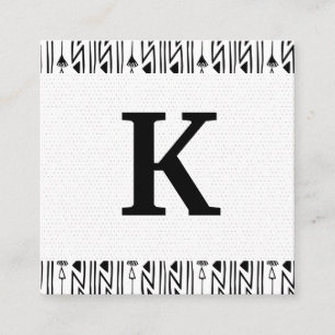 Cartão De Visita Quadrado Monograma   Boho Pattern