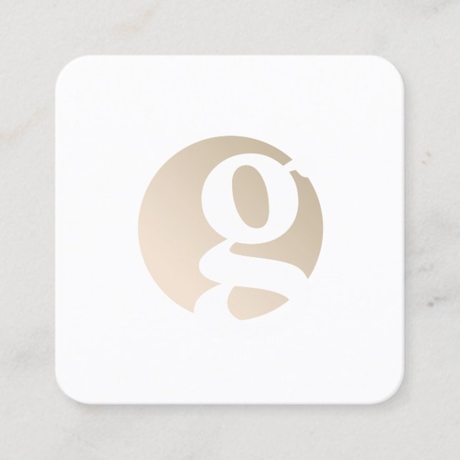 Cartão De Visita Quadrado Monograma branco de ouro mínimo moderno (Frente)
