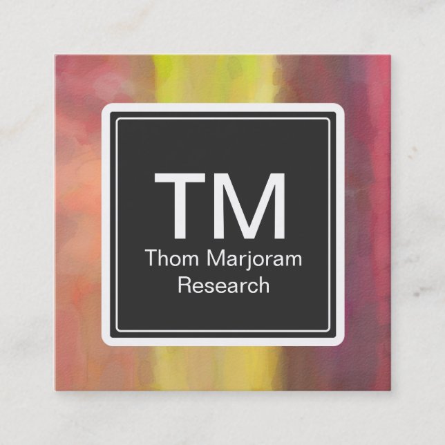 Cartão De Visita Quadrado Monograma - Brushstrokes Negrito (Frente)