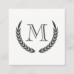 Cartão De Visita Quadrado Monograma com Elementos