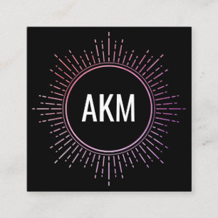 Cartão De Visita Quadrado Monograma com Elementos de Iluminação