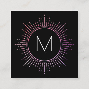 Cartão De Visita Quadrado Monograma com Elementos Iluminados Dourados Falsos