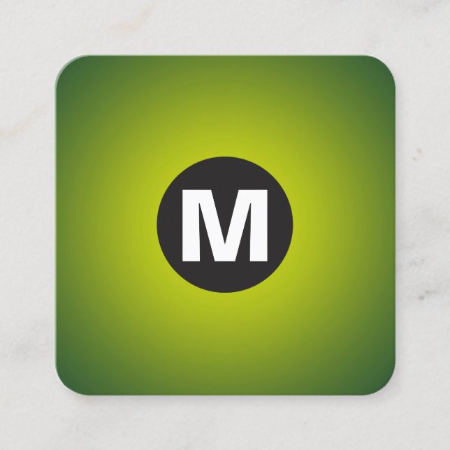 Cartão De Visita Quadrado Monograma da Mancha circular - Gradiente - Amarelo (Frente)