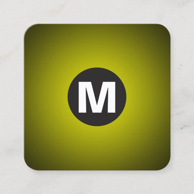 Cartão De Visita Quadrado Monograma da Mancha circular - Gradiente - Amarelo (Frente)