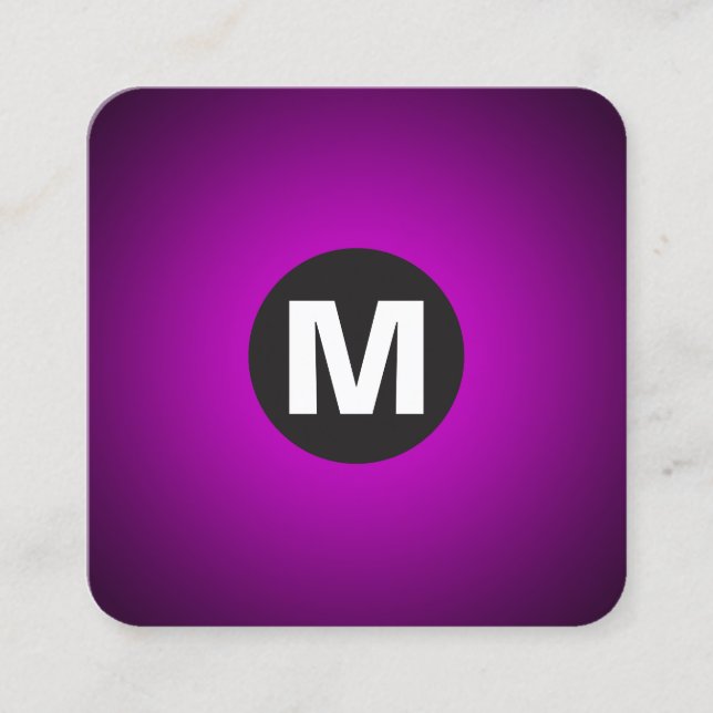Cartão De Visita Quadrado Monograma da Mancha circular - Gradiente - Magenta (Frente)