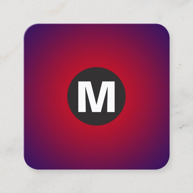 Cartão De Visita Quadrado Monograma da Mancha circular - Gradiente - Marinho (Frente)