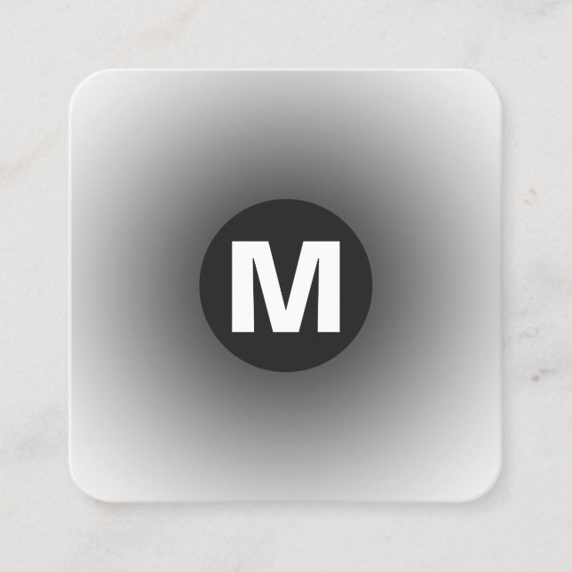 Cartão De Visita Quadrado Monograma da Mancha circular - Gradiente - Preto a (Frente)