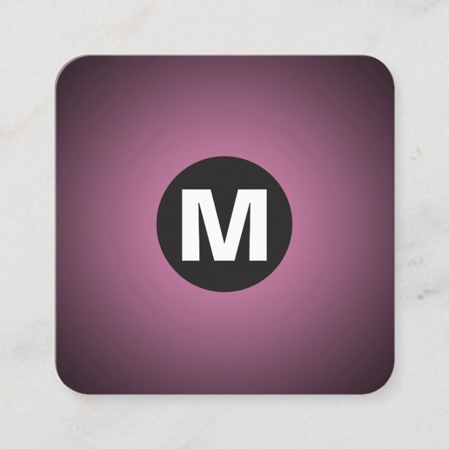 Cartão De Visita Quadrado Monograma da Mancha circular - Gradiente - Rosa a  (Frente)