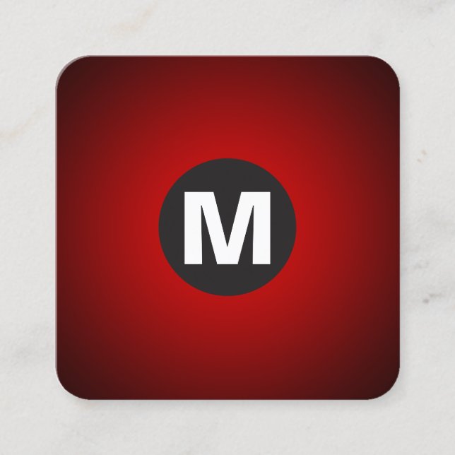 Cartão De Visita Quadrado Monograma da Mancha circular - Gradiente - Vermelh (Frente)