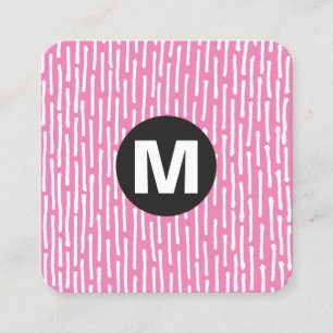 Cartão De Visita Quadrado Monograma da Mancha circular - Linhas - Rosa