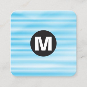 Cartão De Visita Quadrado Monograma da Mancha Circular - Ripple Azul