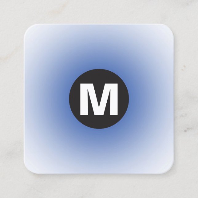 Cartão De Visita Quadrado Monograma da Spot Círculo - Gradiente - Azul Marin (Frente)