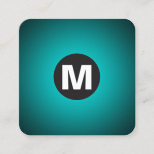 Cartão De Visita Quadrado Monograma da Spot Círculo - Gradiente - Ciano a Pr