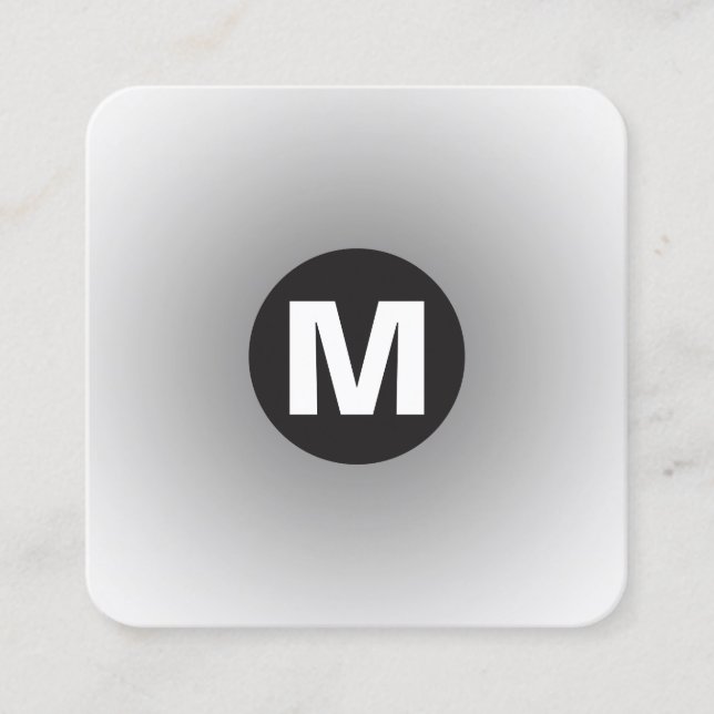 Cartão De Visita Quadrado Monograma da Spot Círculo - Gradiente - Cinza a Br (Frente)