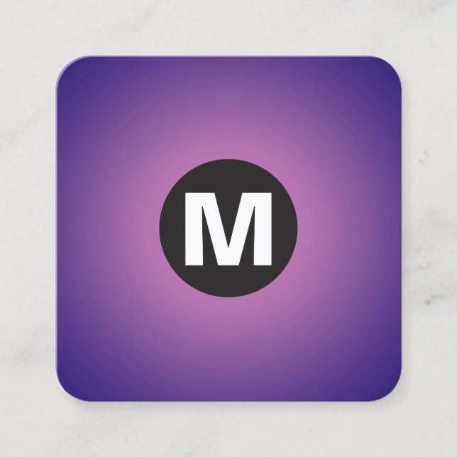 Cartão De Visita Quadrado Monograma da Spot Círculo - Gradiente - Rosa no Ma (Frente)