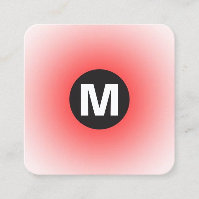 Cartão De Visita Quadrado Monograma da Spot Círculo - Gradiente - Vermelho e (Frente)