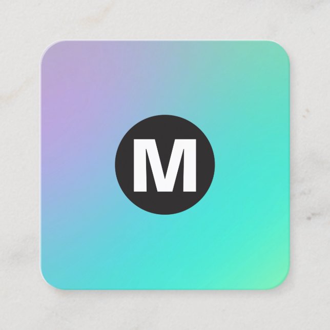 Cartão De Visita Quadrado Monograma da Spot Círculo - Gradientes Moles (Frente)
