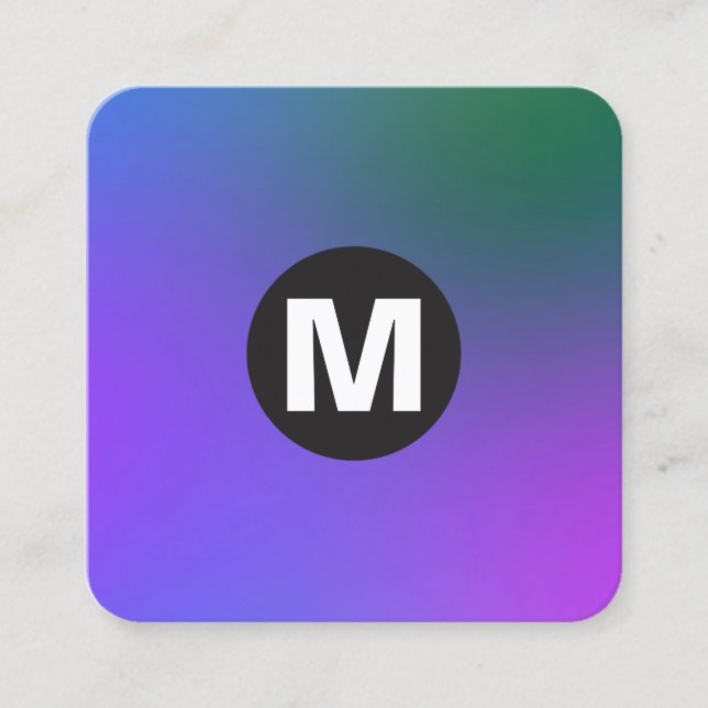 Cartão De Visita Quadrado Monograma da Spot Círculo - Gradientes Moles (Frente)