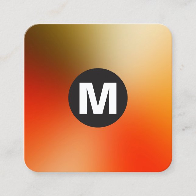 Cartão De Visita Quadrado Monograma da Spot Círculo - Gradientes Moles (Frente)