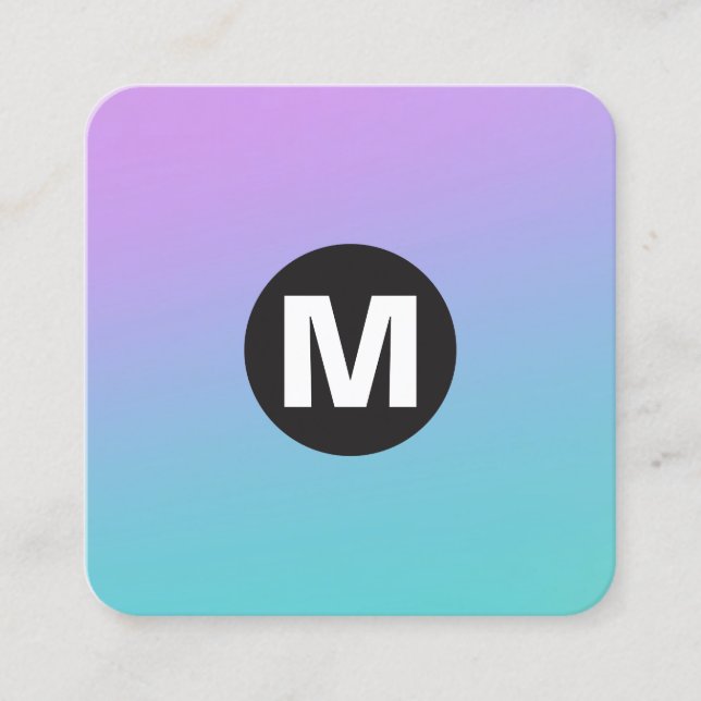 Cartão De Visita Quadrado Monograma da Spot Círculo - Gradientes Moles (Frente)