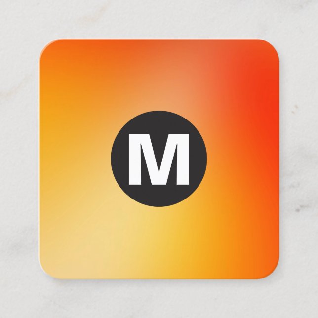 Cartão De Visita Quadrado Monograma da Spot Círculo - Gradientes Moles (Frente)