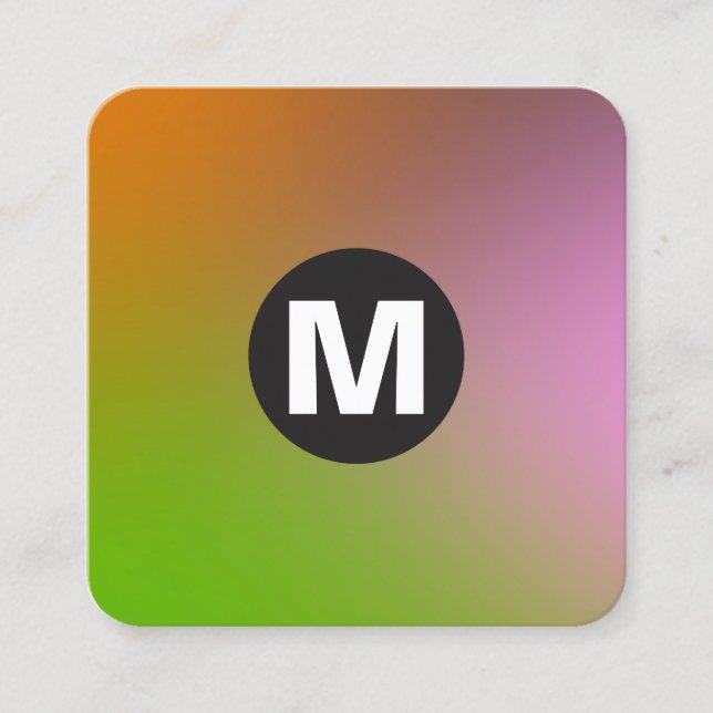 Cartão De Visita Quadrado Monograma da Spot Círculo - Gradientes Moles (Frente)
