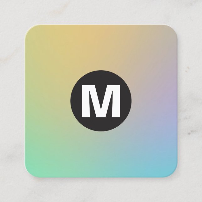 Cartão De Visita Quadrado Monograma da Spot Círculo - Gradientes Moles (Frente)