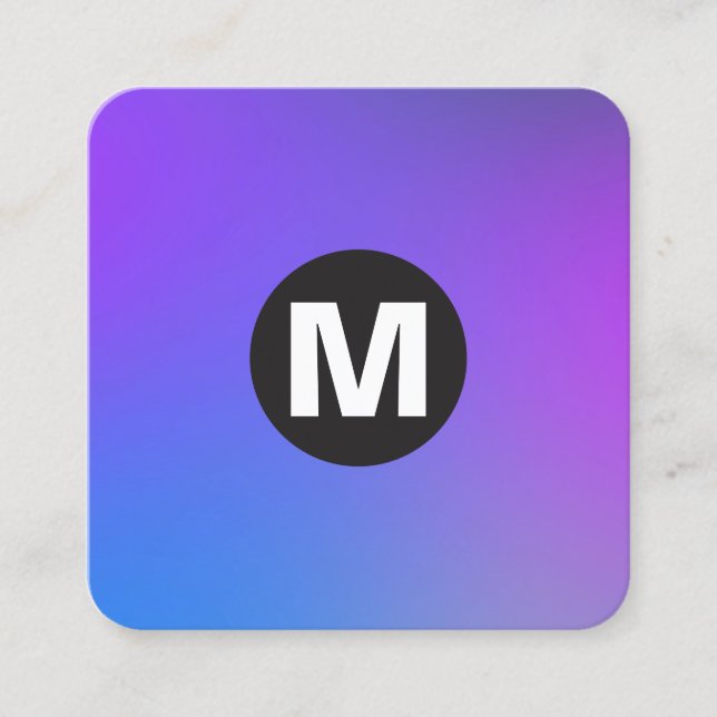 Cartão De Visita Quadrado Monograma da Spot Círculo - Gradientes Moles (Frente)