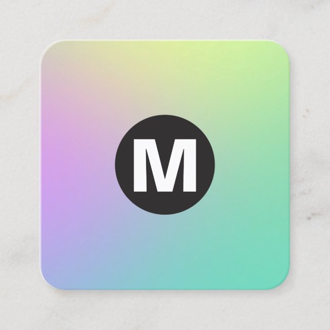 Cartão De Visita Quadrado Monograma da Spot Círculo - Gradientes Moles (Frente)