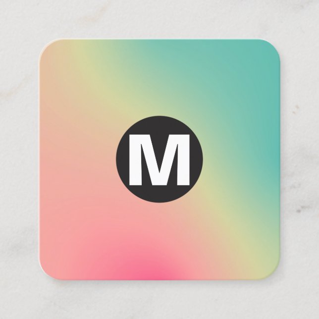 Cartão De Visita Quadrado Monograma da Spot Círculo - Gradientes Suaves Ocup (Frente)